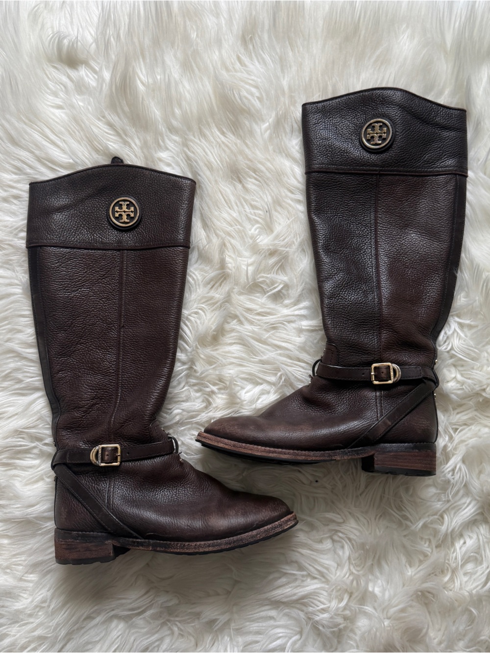 Tory Burch Leather Zip Up Boots Dark Brown - Picture 2 of 13